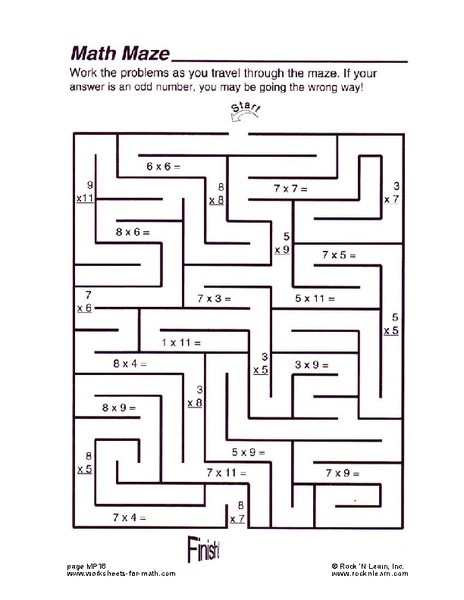 Math Maze Worksheet