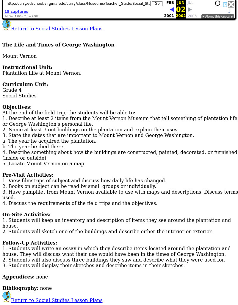 Life and Times of George Lesson Plan