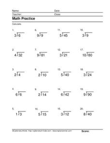 Math Practice Worksheet