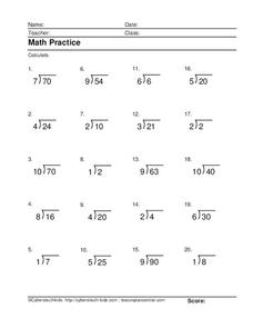 Math Practice Worksheet