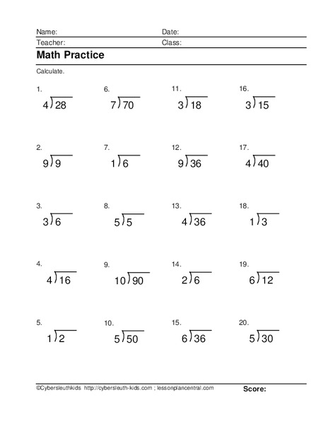 Math Practice Worksheet