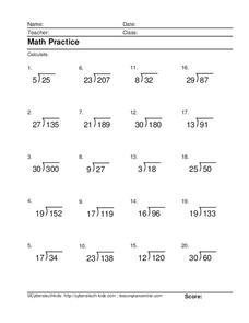 Math Practice - Division Worksheet