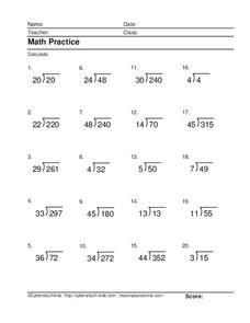 Math Practice: Division Without Remainders #11 Worksheet