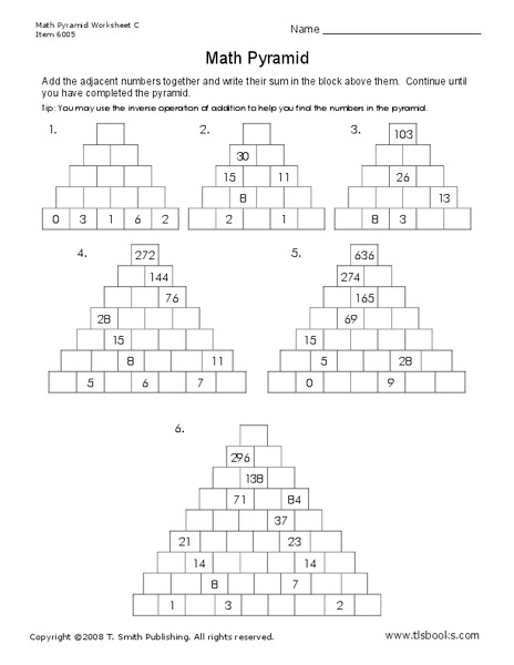 Math Pyramid Worksheet