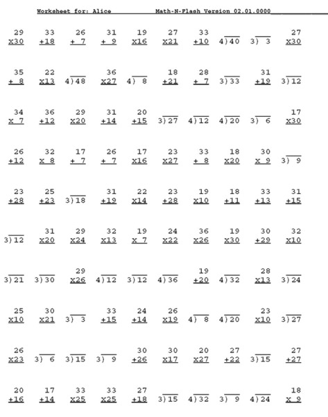 Math Review Worksheet