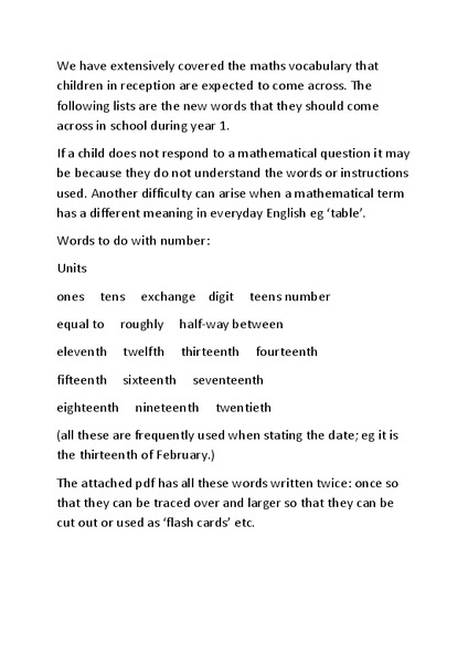 Math Vocabulary Worksheet