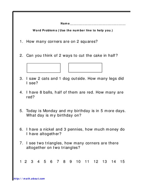 Math Word Problems Worksheet