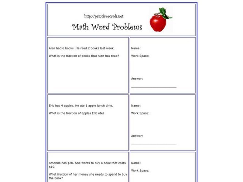 Math Word Problems Worksheet