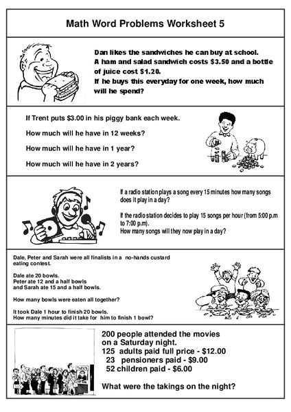 Math Word Problems Worksheet