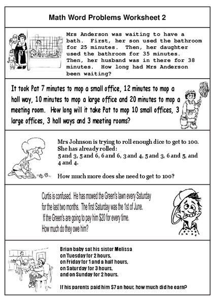 Math Word Problems Worksheet