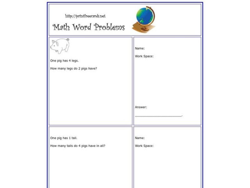 Math Word Problems Worksheet