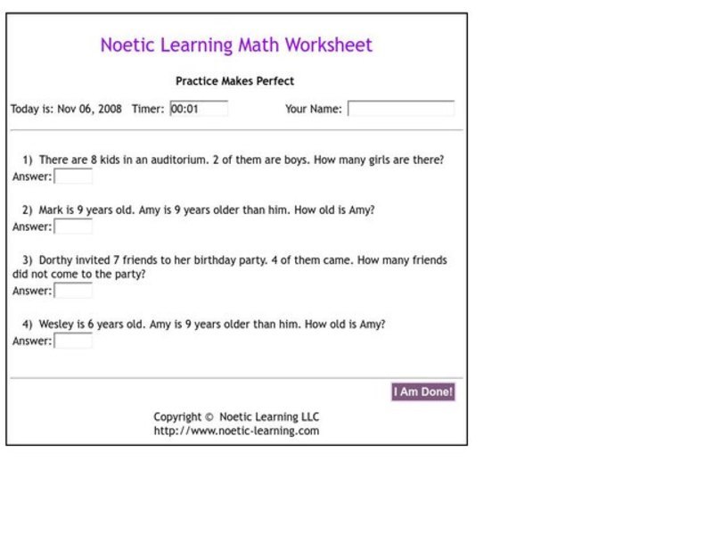 Math Word Problems Worksheet
