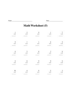 Math Worksheet (5) Worksheet