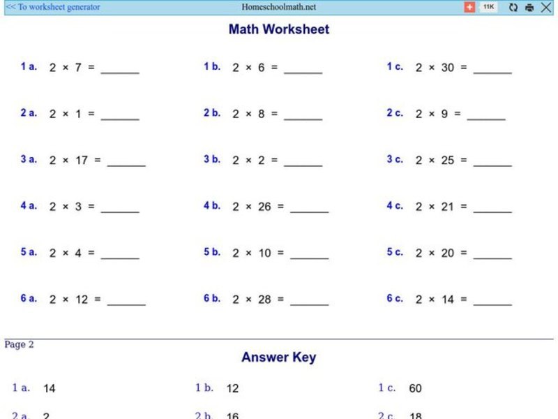 Math Worksheet 1: Multiplication Worksheet