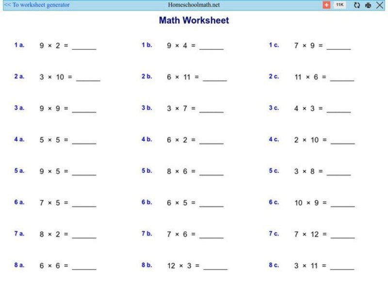 Math Worksheet 1: Multiplication Worksheet