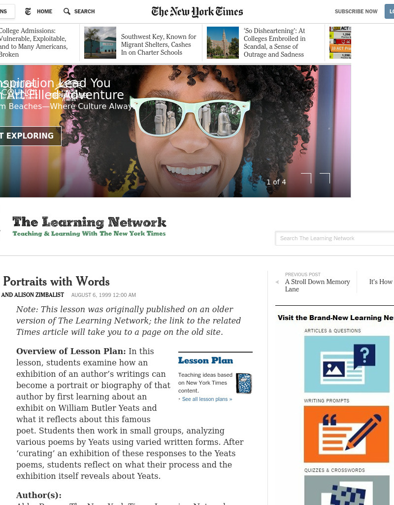 Painting Portraits with Words Lesson Plan