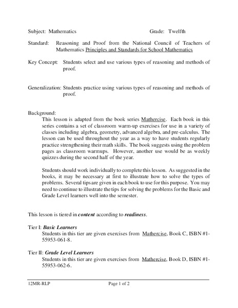 Mathematics Lesson Plan