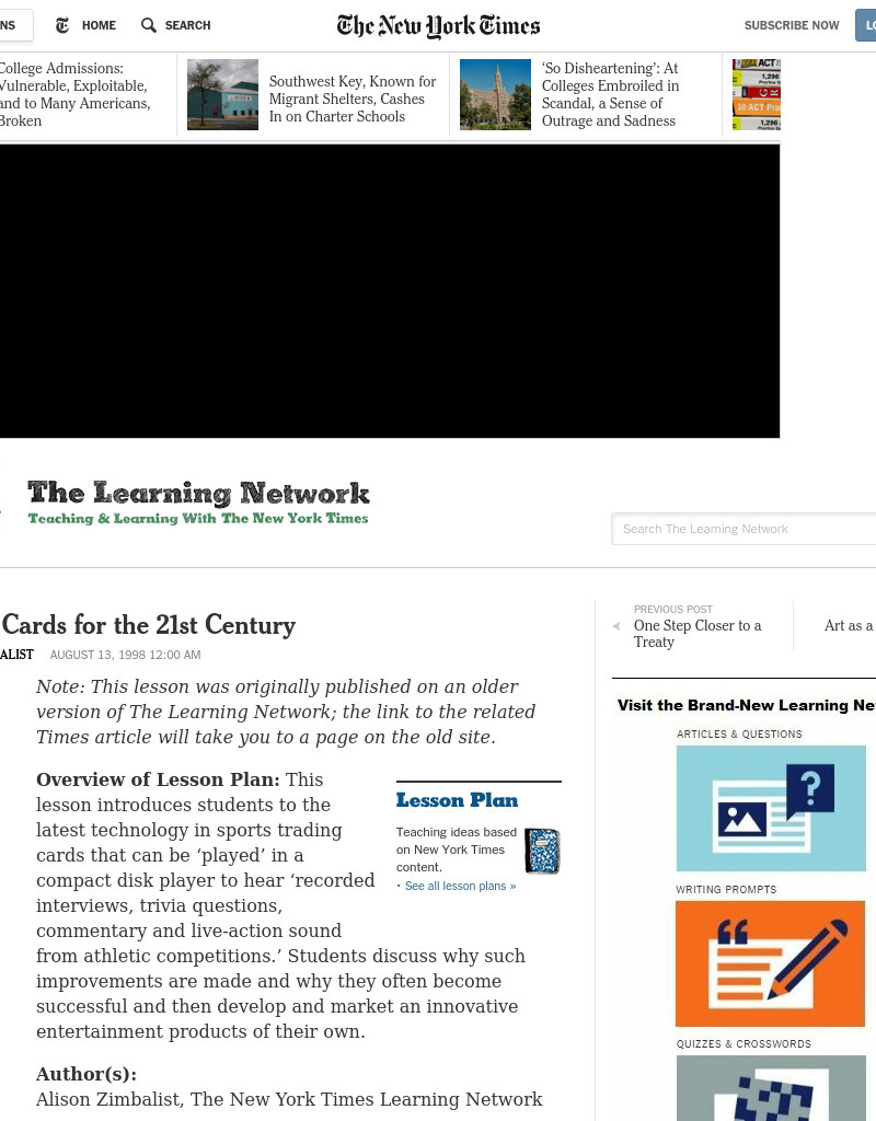 Trading Cards for the 21st Century Lesson Plan