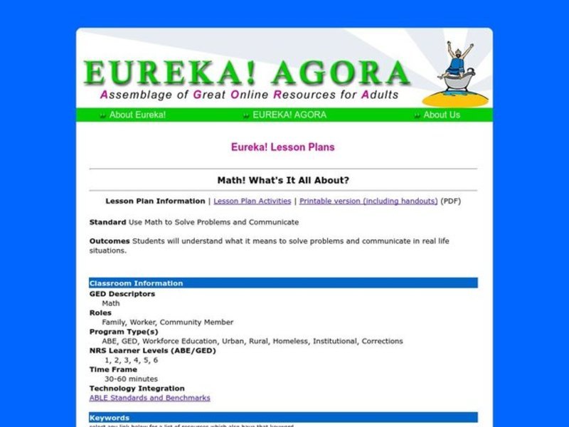 Math! What's It All About? Lesson Plan