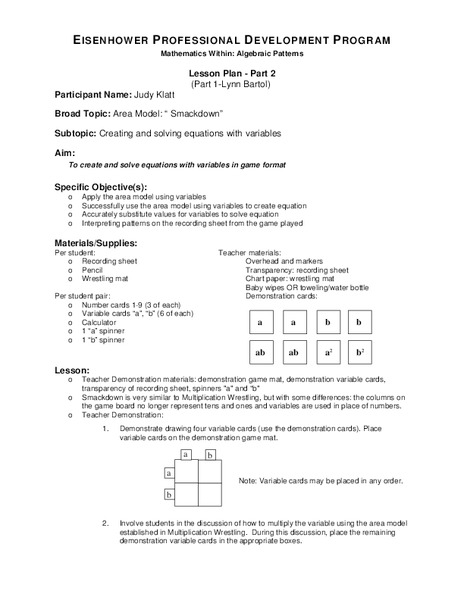 Mathematics Within: Algebraic Patterns Lesson Plan