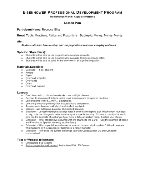 Mathematics Within: Algebraic Patterns Lesson Plan