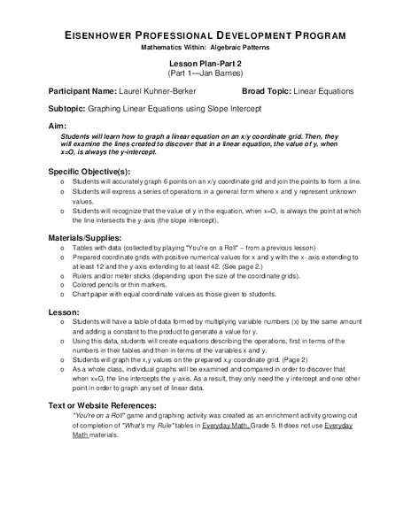 Mathematics Within: Algebraic Patterns Lesson Plan