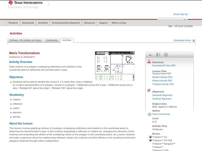 Matrix Transformations Lesson Plan