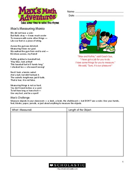 Max's Math Adventures Worksheet