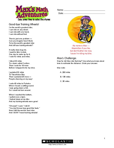Max's Math Adventures Worksheet
