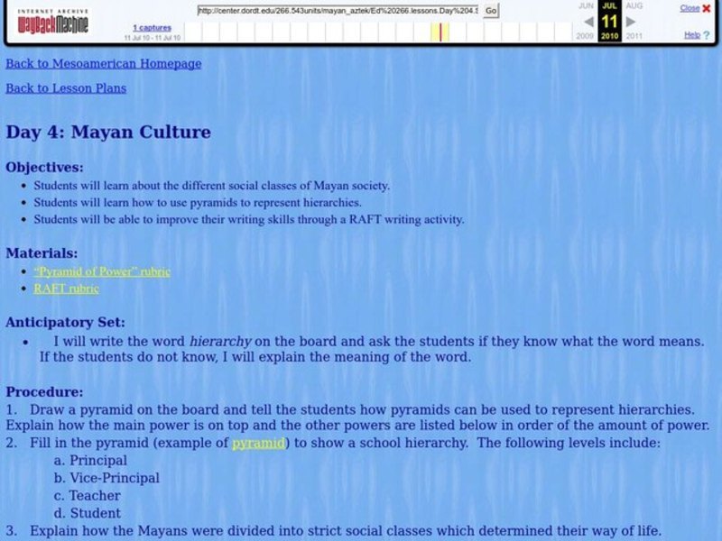 Mayan Culture Lesson Plan