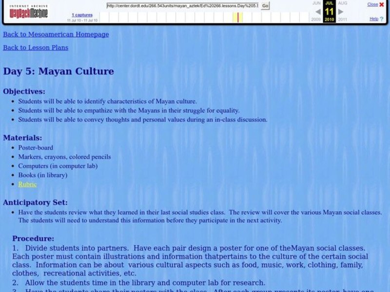 Mayan Culture Lesson Plan
