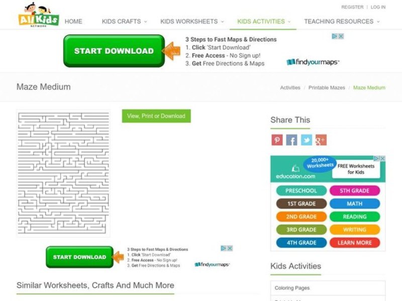 Maze Puzzle Worksheet