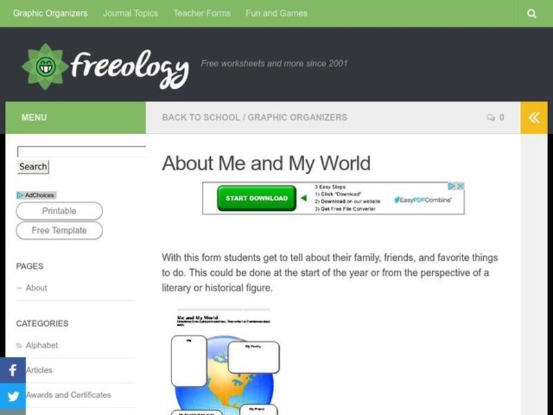 Me and My World Worksheet