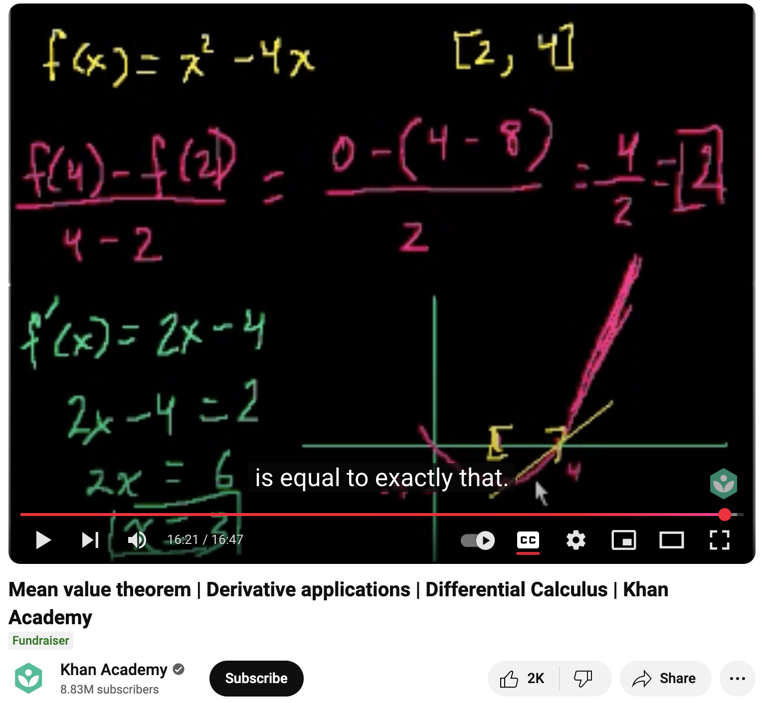 Mean Value Theorem, Derivative Applications, Differential Calculus Instructional Video