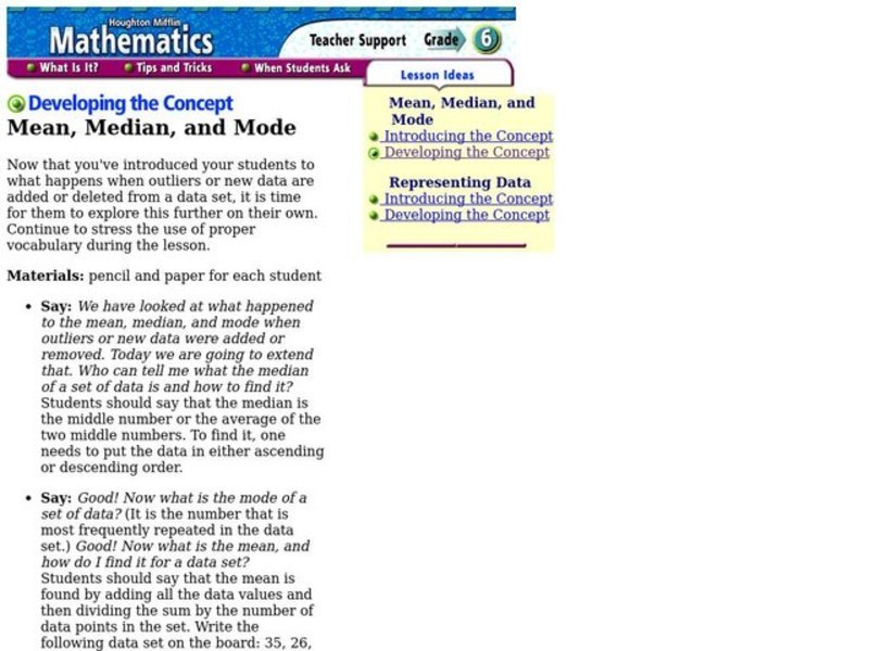 Mean, Median and Mode Lesson Plan