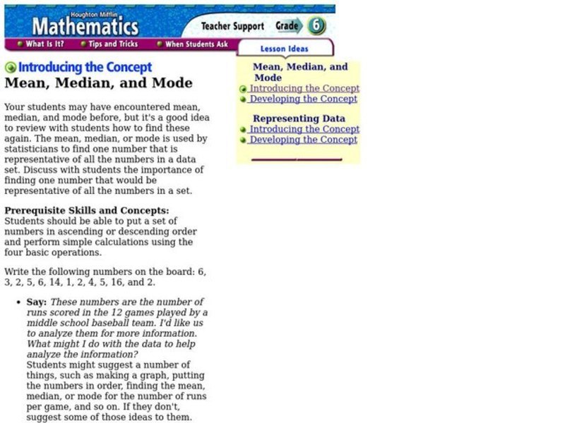Mean, Median, and Mode Lesson Plan