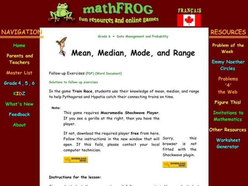 Mean, Median, Mode and Range Lesson Plan