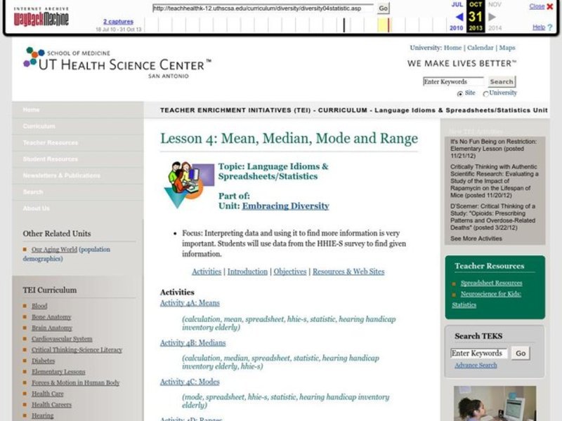 Mean, Median, Mode and Range Lesson Plan