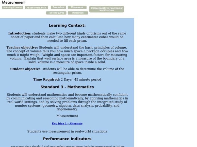 Measurement Lesson Plan