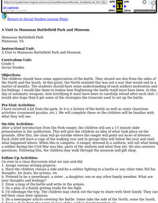 A Vist to Manassas Lesson Plan