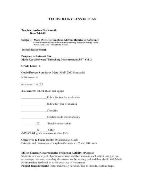 Measurement Lesson Plan