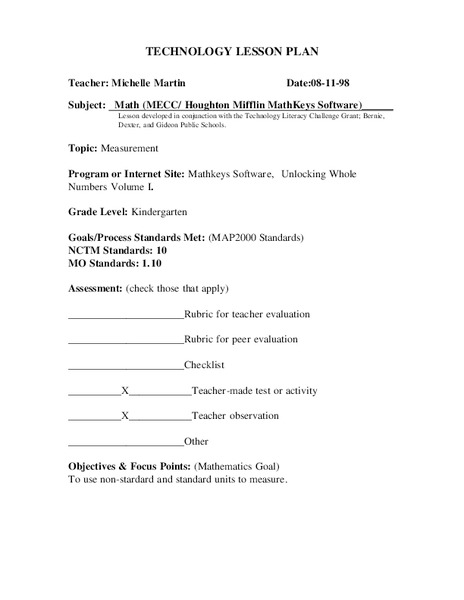 Measurement Lesson Plan