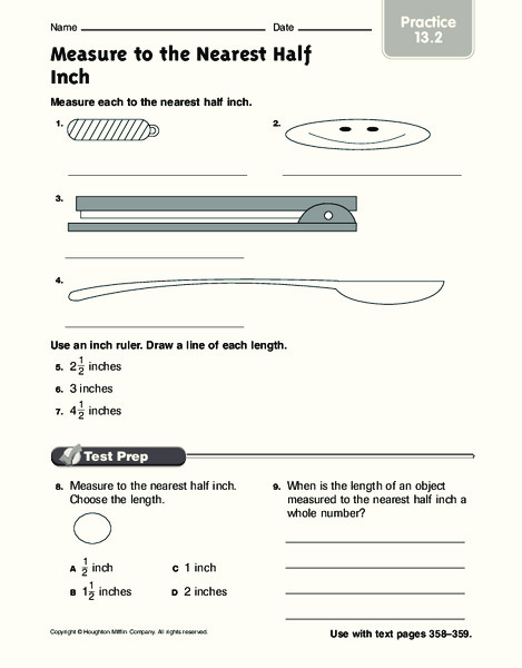 Measure to the Nearest Half Inch Worksheet