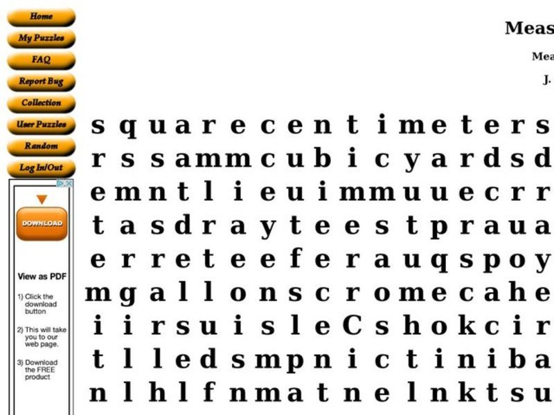 Measurement Worksheet