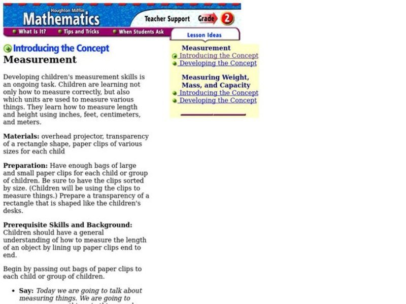 Measurement Lesson Plan