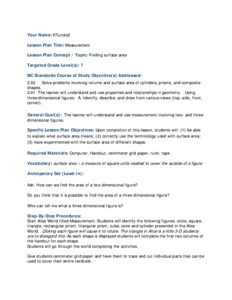 Measurement Lesson Plan