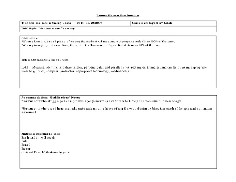 Measurement Lesson Plan