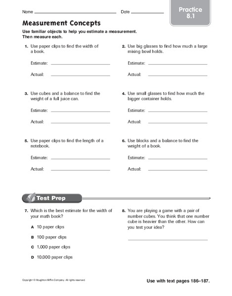 Measurement Concepts Worksheet