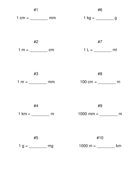 Measurement Conversions Worksheet