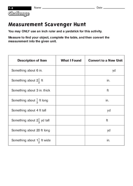 Measurement Scavenger Hunt Organizer